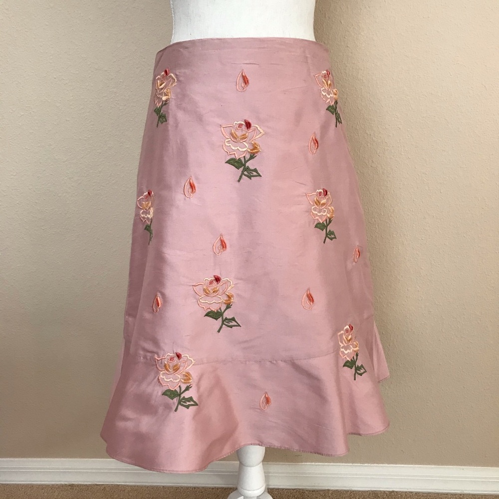 Anthropologie, Odille, Silk Floral Skirt